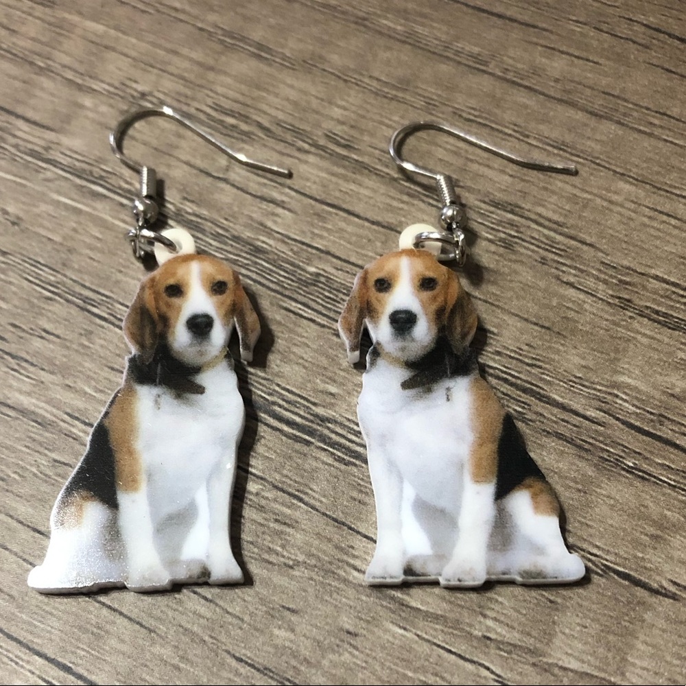 2/$15 SALE!! Dangle beagle earrings